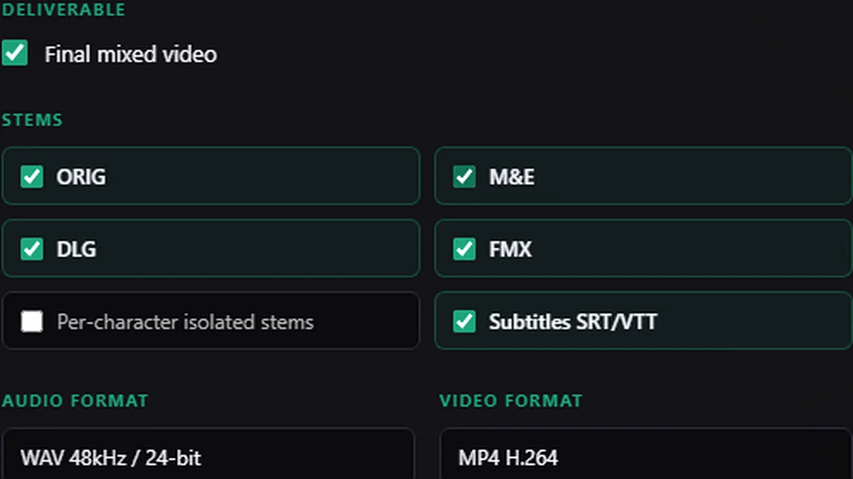 Exporting a broadcast deliverable in ComposerX